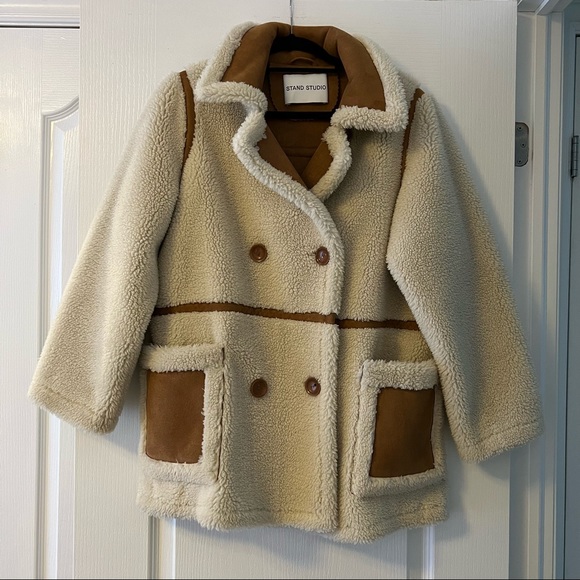 Stand Studio Off-White Faux Shearling Coat - Picture 6 of 13